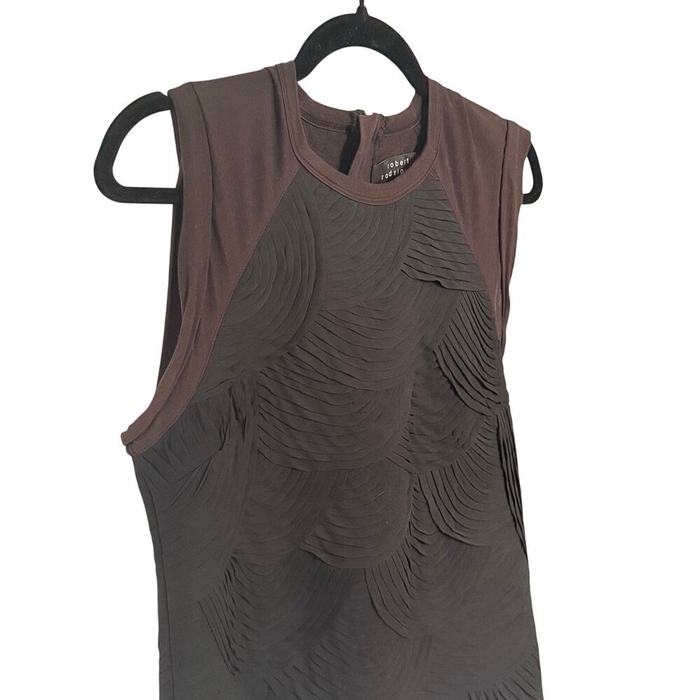Robert Rodrigues 100% Silk Top Women's 10 Black Sleeveless Textured Scallop